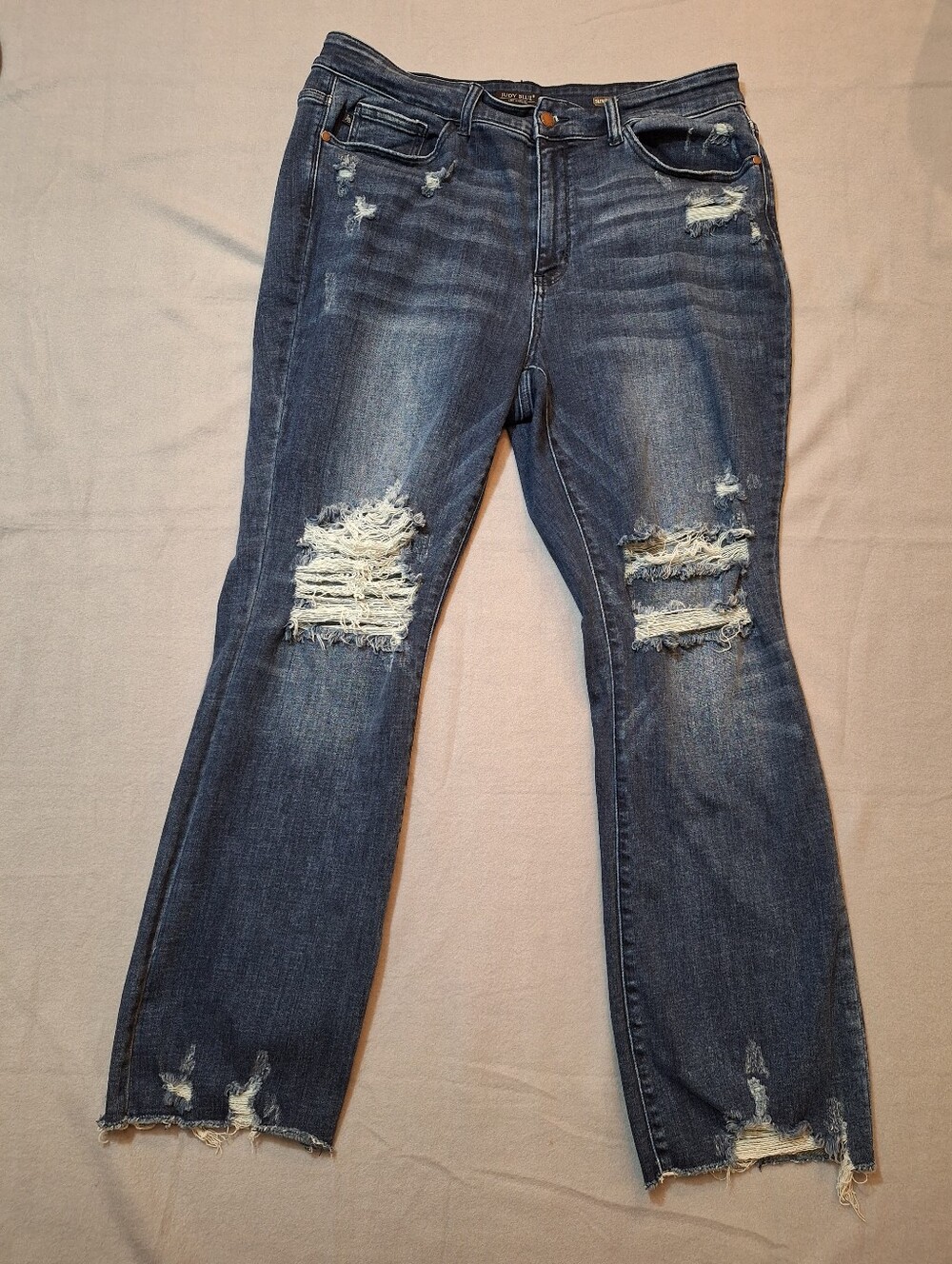 Judy Blue 5 Pocket Dark Wash Distressed High-Rise Slim Boot Cut Denim Jeans 20W